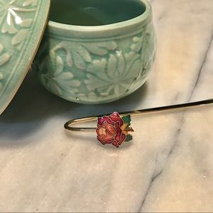 🥀 Vintage Cloisonné Rose Book Mark 🌹